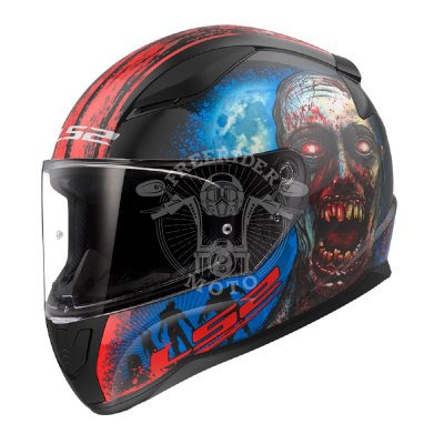 LS2 Мотошлем интеграл FF353 RAPID II ZOMBIE черно-красный 1