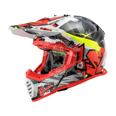 LS2 Мотошлем кроссовый MX437 FAST CRUSHER черно-красный 1