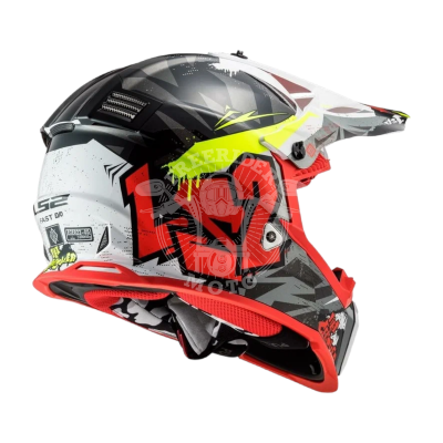 LS2 Мотошлем кроссовый MX437 FAST CRUSHER черно-красный 3